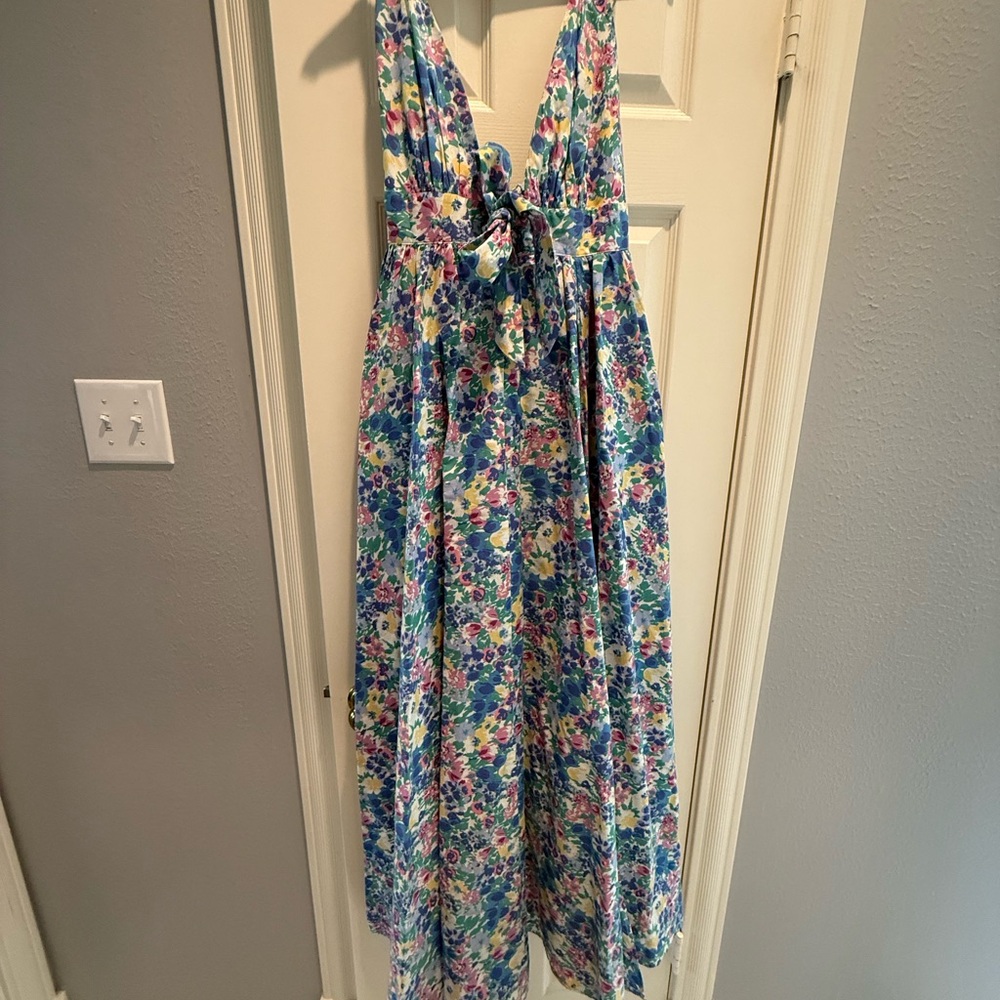 Aakaa Blue and Purple Floral Dress